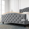 thumbnail image 7 of FOLDLIFE Tufted Upholstered Queen Platform Bed Frame with Headboard and Footboard, Raised Wing Back Headboard, Mattress Foundation and Wood Slat Support, Gray, 7 of 7