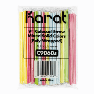 Neon Disposable Plastic Straws for Smoothie Cups Spoon Style 10