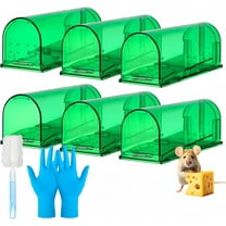 Mouse Traps, 6 Pack Humane Mouse Traps for Indoors and Outdoors, Reusable Live Catch and Release Mouse Traps with Cleaning Brush and Gloves, Quick, Effective and Easy to Clean