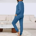 thumbnail image 6 of UAMVSH Womens Pajama Sets Soft Knitted 2 Piece Lounge Sets Fall Long Sleeve Sleepwear Pullover Tops Cinch Bottom Pantsuits Loungewear Pjs(MediumBlue), 6 of 7