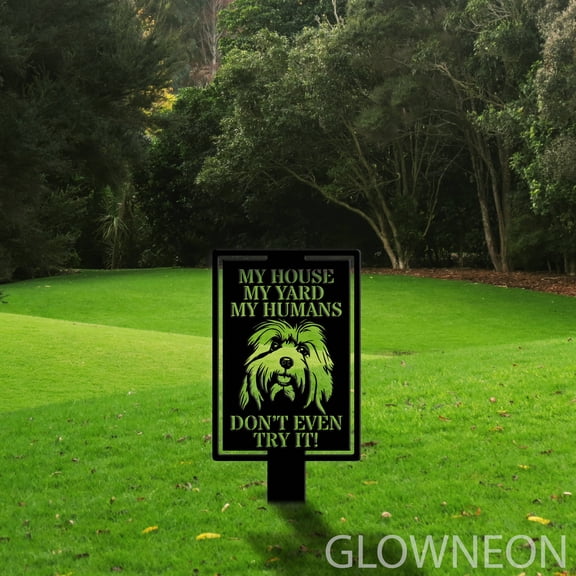 Glowneon Outdoor Havanese Warning Dog Metal Yard Stake Garden Decor