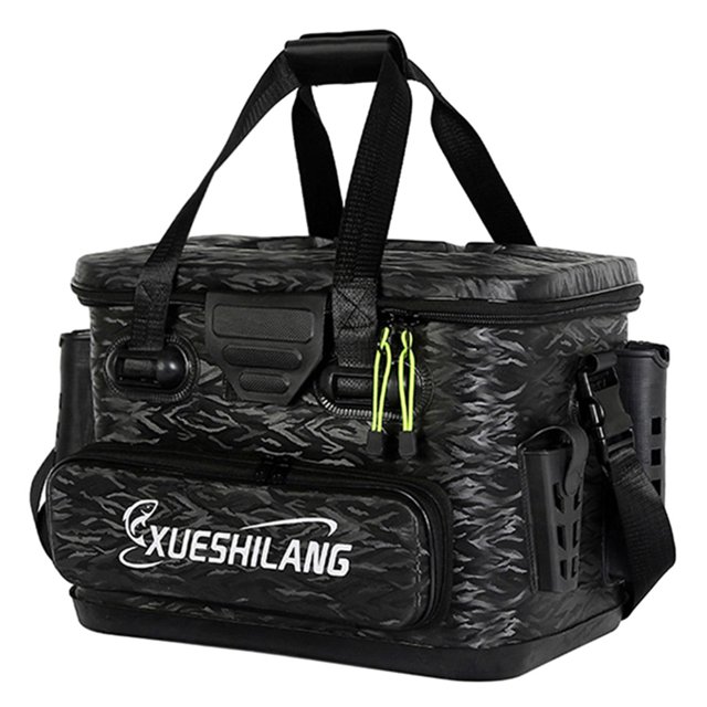 Cubo De Pesca Bolsa de aparejos de pesca 43L Cubo de pesca multifuncional EVA (L negro sin caja)
