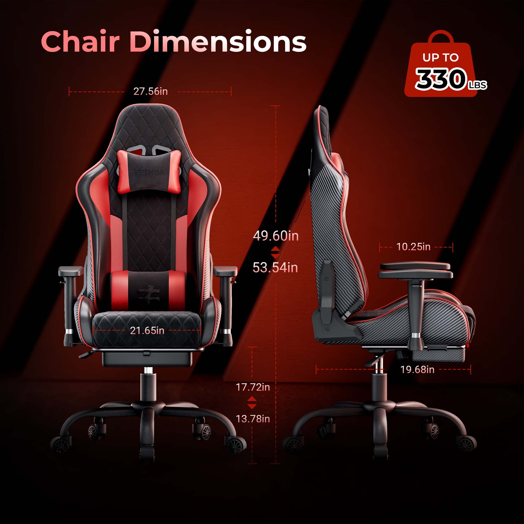 Seenda GCPro-10 Gaming Chair, Big and Tall Video Game Chair with Footrest, High Back Ergonomic Computer Desk Chair Height Adjustable with Headrest  and Lumbar Support