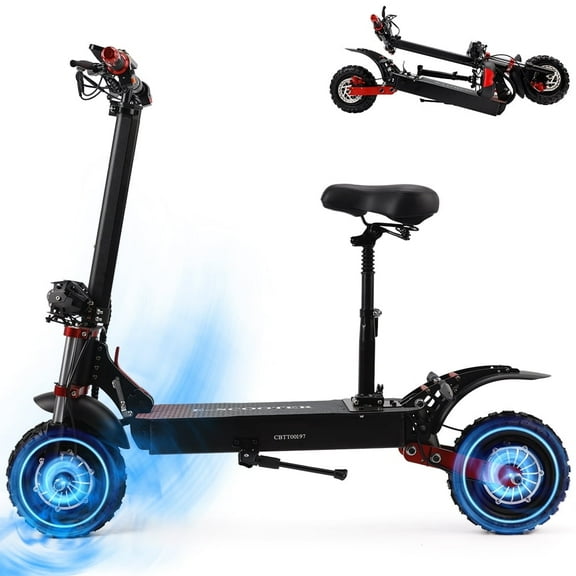 VIPQV Electric Scooter with Seat, 2000W Dual Motor Electric Scooter for Adults with 30MPH Max Speed, 50 Miles Long Range and 12" Non-inflation Tires