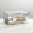 thumbnail image 4 of mDesign Plastic Wide Stackable Bathroom Storage Organizer, Drawer, 4 Pack, Clear, 4 of 9
