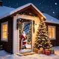 thumbnail image 6 of Cheap Christmas Decorations Clearance for Home – Christmas Class Door Cover 70.87x35.43 inch, Santa Claus Holding Gifts Christmas Tree Scene Door Covers Decorative, Winter Front Door Decor (A), 6 of 7