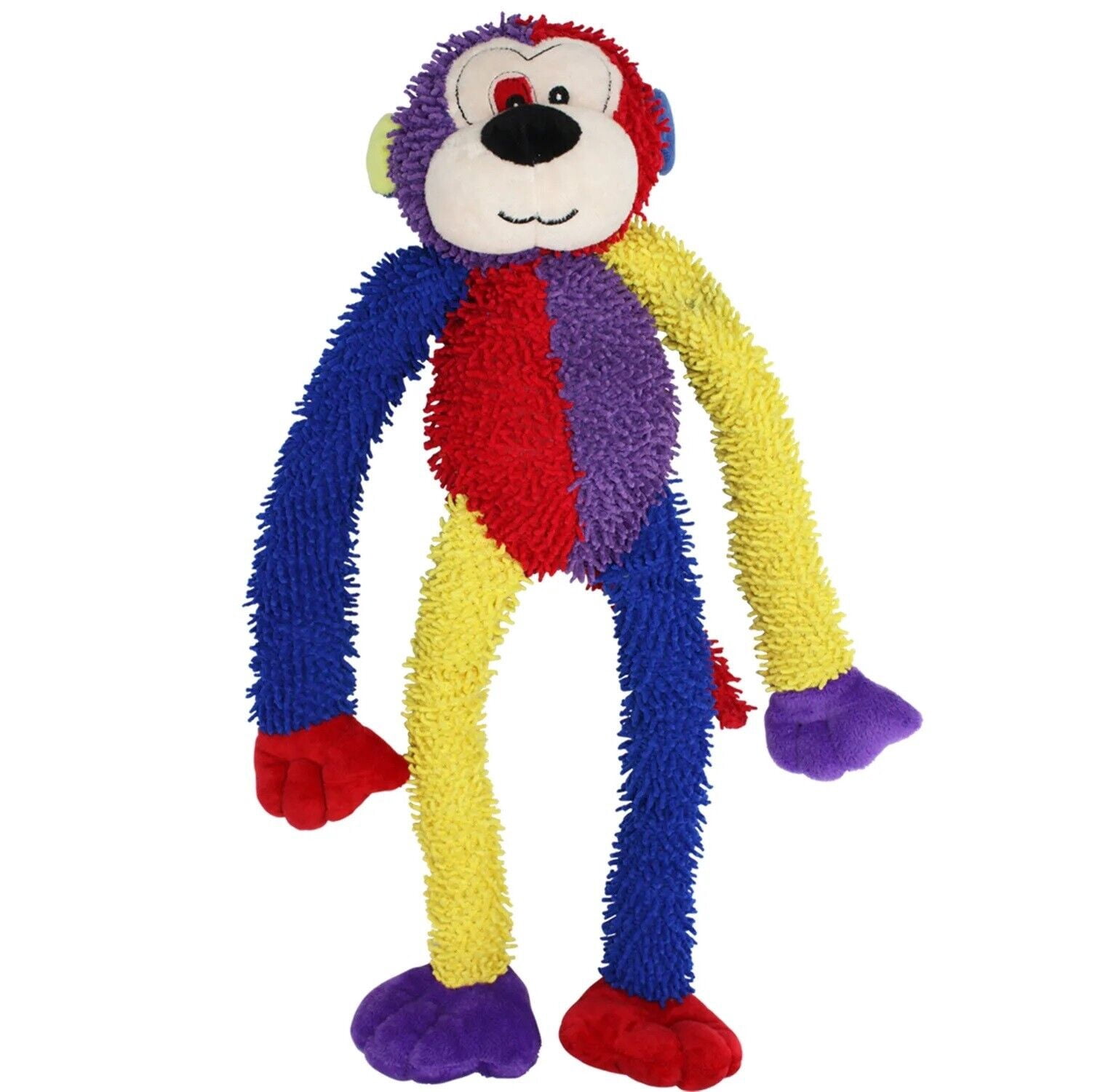 Dog Toys for Medium to Large Breeds 17 Inch Long Limb Monkey - Tug Play Squeak (Red/Blue)