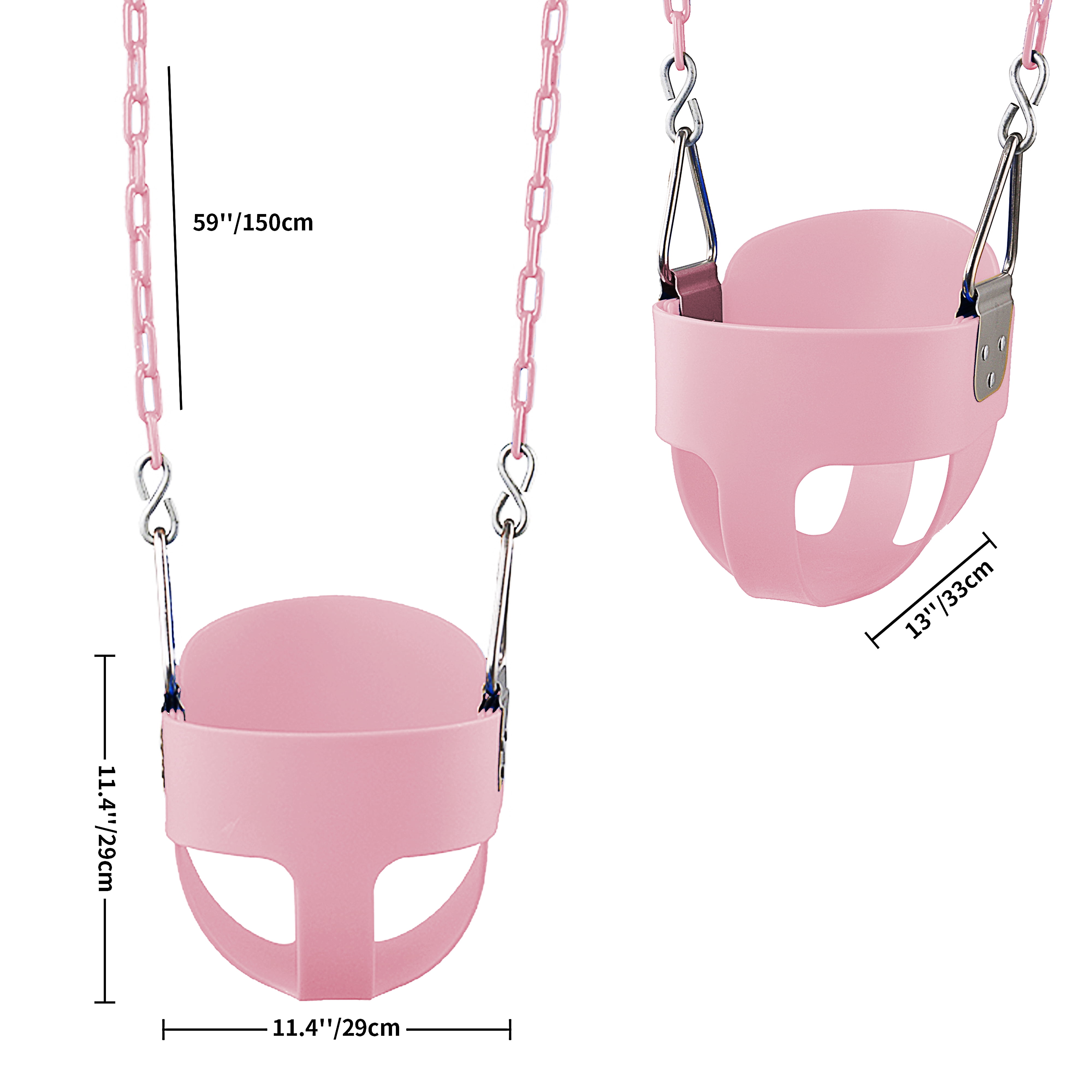 KINSPORY Toddler & Child Swing Seat, Heavy-Duty High Back Fully Assembled, Iron Chain Eva Swing for Indoor/Outdoor, Hanging Tree Straps（Pink）