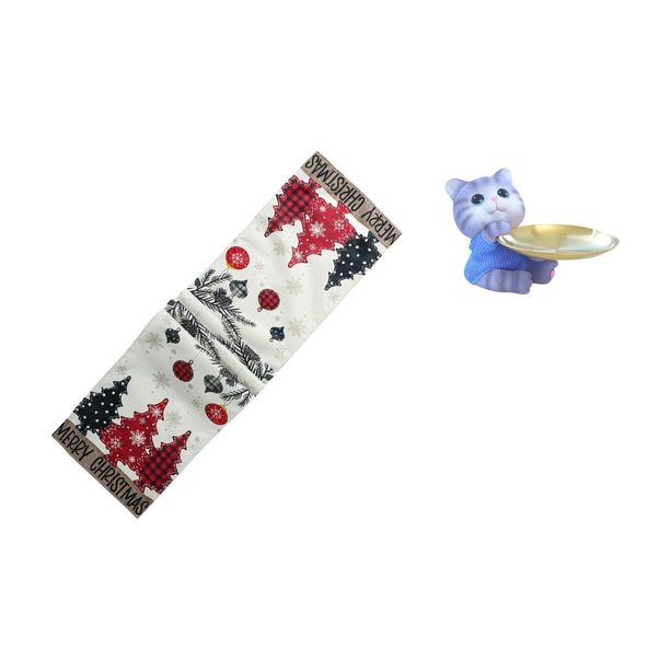 Camino de mesa navideño,Camino de mesa navideño de temporada para cocina de invierno,Figura de oso,Bandeja para gatos Bandeja para dulces para gatos Bandeja para estatuas de resina,Cuenco