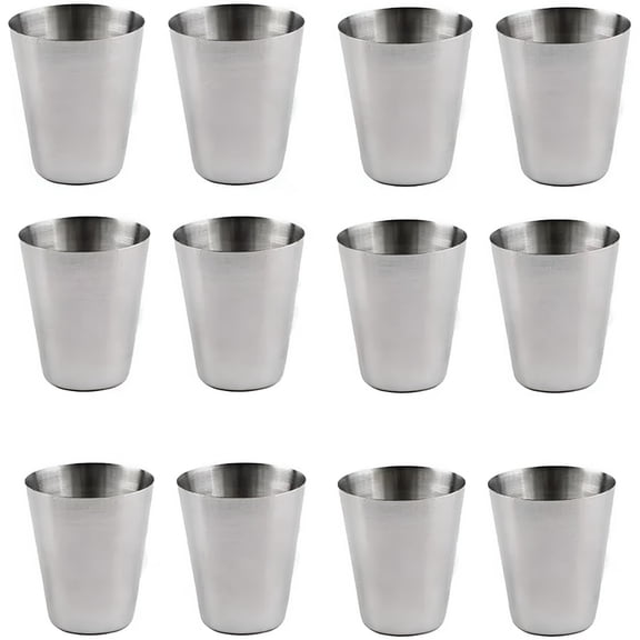 ACDANC 2026 New 12 Pcs 1Oz/30Ml Metal Stainless Steel Cup Mug Drink Coffee Tumbler Travel Kitchen Tools for Home,Travel,Bar (Silver)
