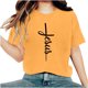 thumbnail image 1 of Camisetas de Cuello de Tripulación de Manga Corta para las Mujeres Cartas de Impresión de Pascua Camiseta de Manga Corta, Spandex de Poliéster, 1 of 5