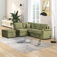 thumbnail image 3 of Harper & Bright Designs Sleeper Sectional Sofa Pull Out Bed Upholstery Reversible Couch with Hidden Arm Storage & Ottoman, Green, 3 of 16