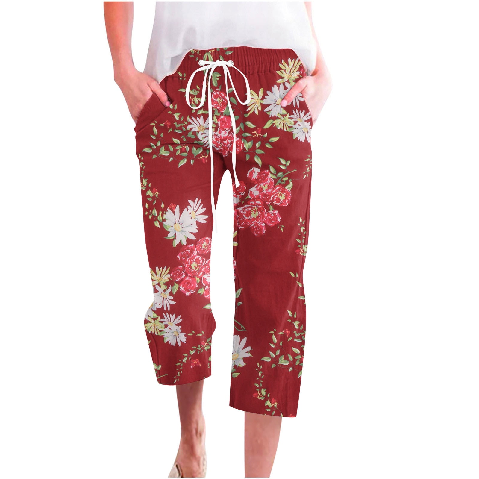 up to 60% off Gifts Usmixi Womens Floral Capri Pants Summer Comfy