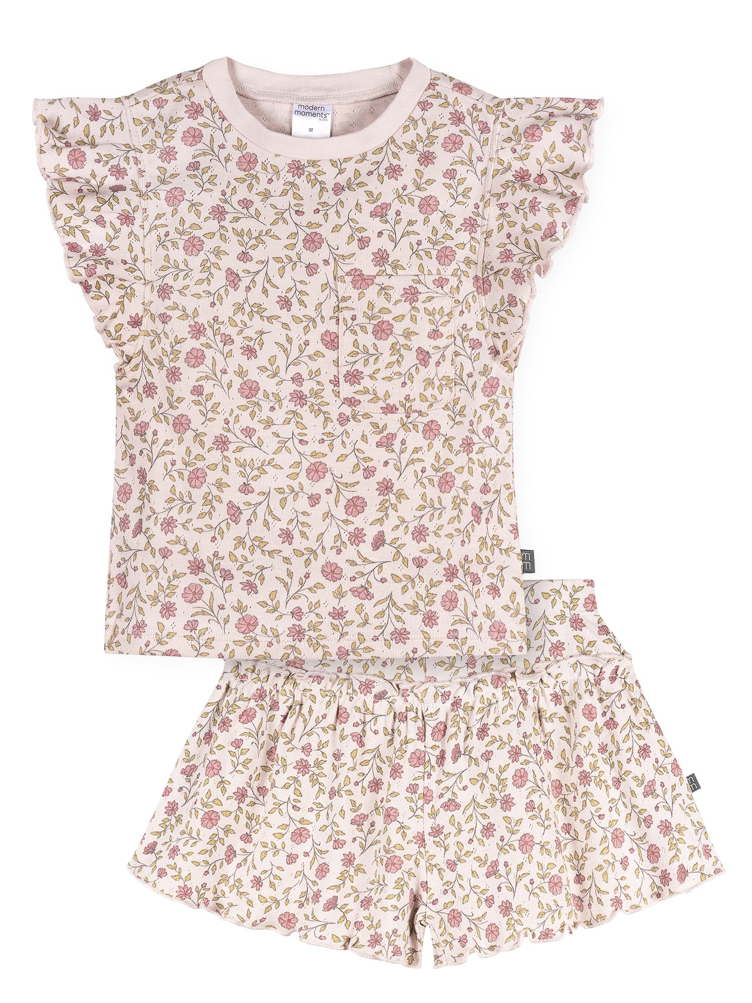 Modern Moments by Gerber Toddler Girl Organic Top and Short Set, Sizes 12 Months - 5T