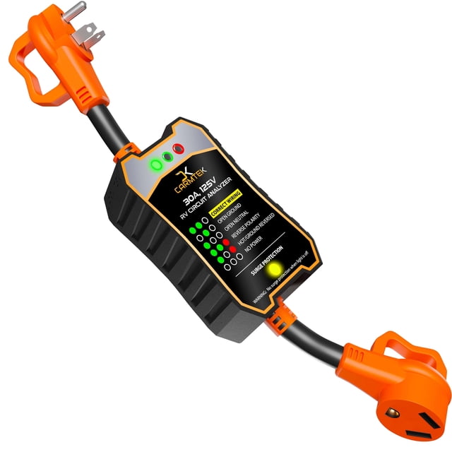 Protector contra sobretensiones para vehículos recreativos CARMTEK 30A con protección inteligente integrada