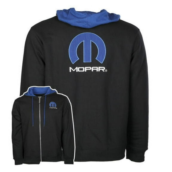 Mopar Omega Embroidered Logo Black / Blue Sweatshirt Hoodie Official Licensed (XL)