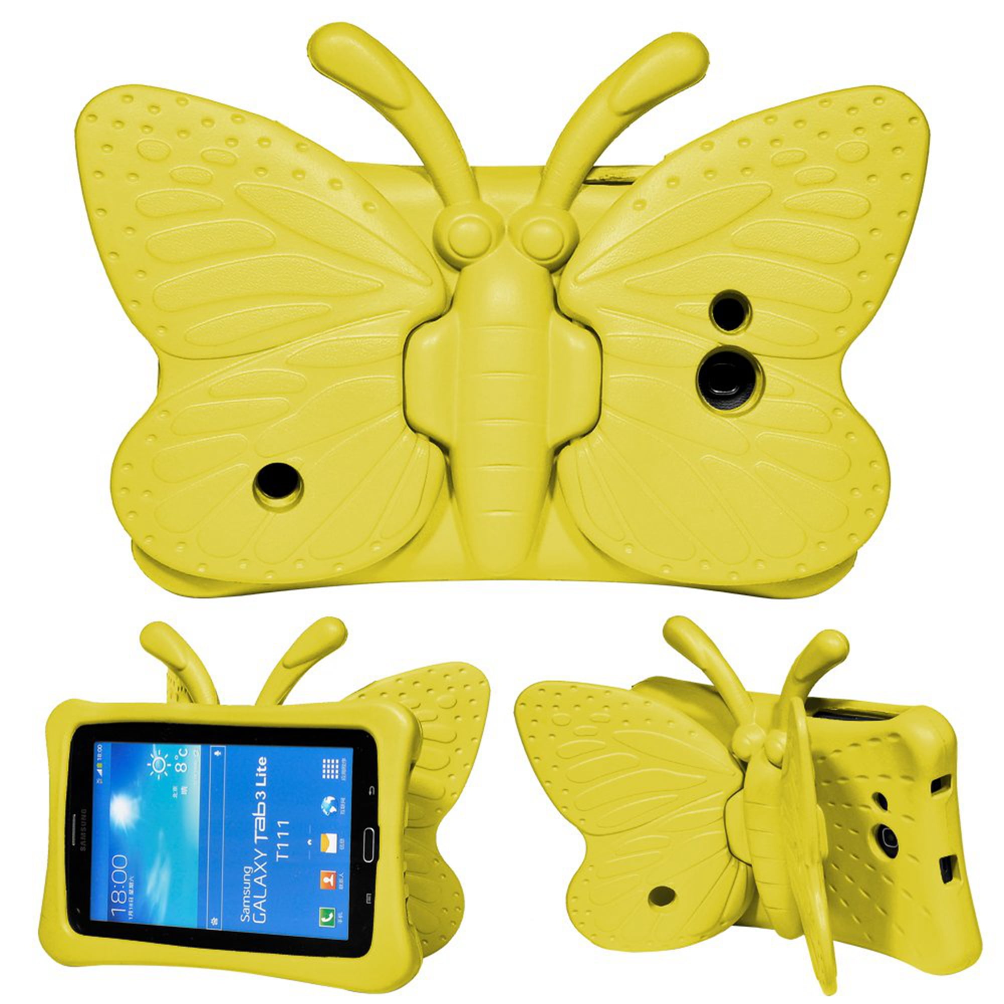 Dteck Kids Case for Samsung Galaxy Tab 4/3/3 Lite 7.0 inch Tablet, Lightweight Shockproof EVA Foam Super Protection Stand Cover For SM-T230 P3200 T110 (Not Fit Tab E Lite), Yellow