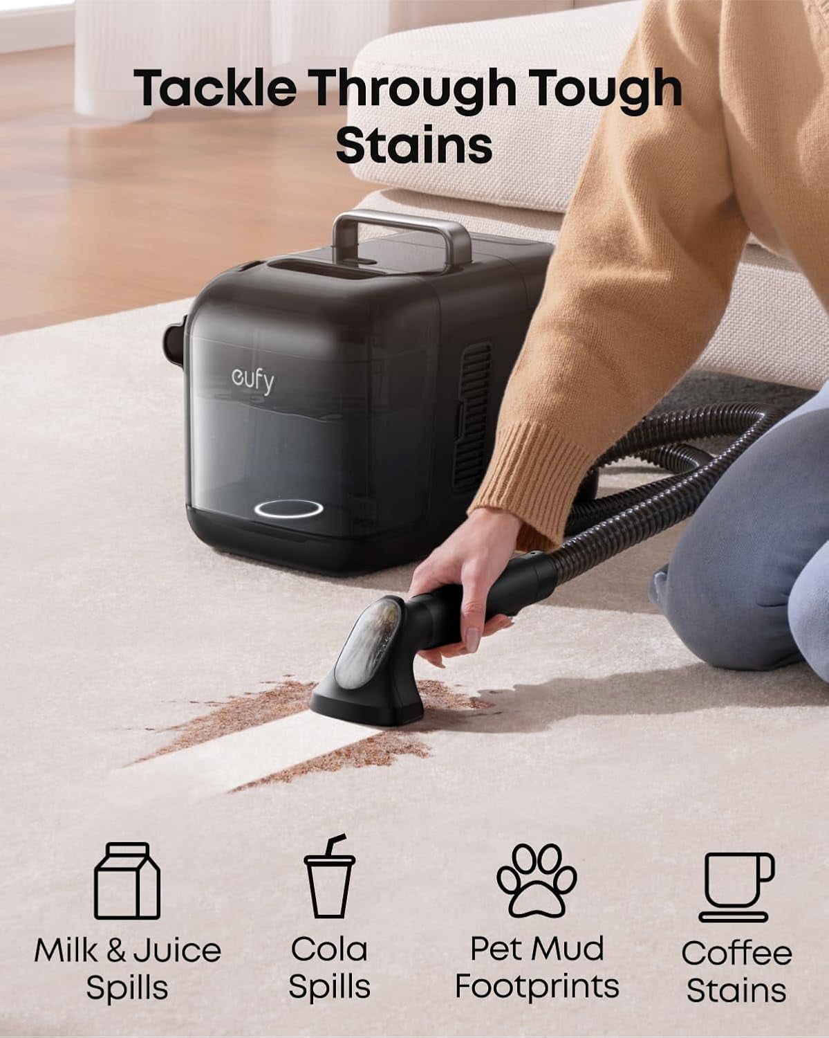 eufy Robot Vacuum Omni E28, HydroJet System , Portable Deep Cleaner, Turbo Suction, DuoSpiral™ Detangle Brushes, CornerRover™ Arm