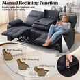thumbnail image 4 of Korser 3-Seater Manual Recliner Sofa with Cup Holders and Recessed Power Strip,Reclining Couch with Pull-Down Table Reclining Sofa Chair for Living Room,Faux Leather,Black, 4 of 7