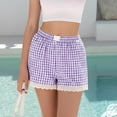 thumbnail image 2 of APEXFWDT Pajama Shorts for Women Lace Trim Sleep Pajama Summer Casual Loungewear Shorts with Pockets,S,Purple, 2 of 4
