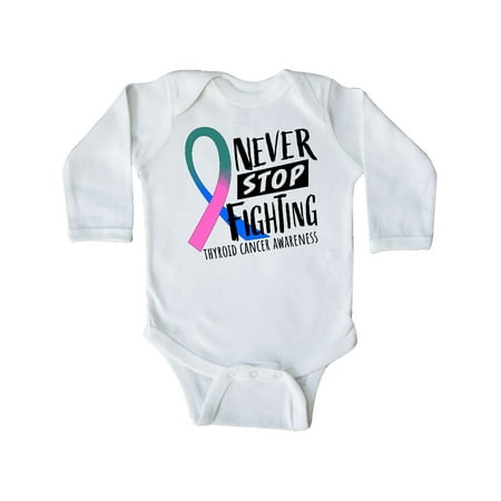 

Inktastic Never Stop Fighting Thyroid Cancer Awareness Ribbon Gift Baby Boy or Baby Girl Long Sleeve Bodysuit