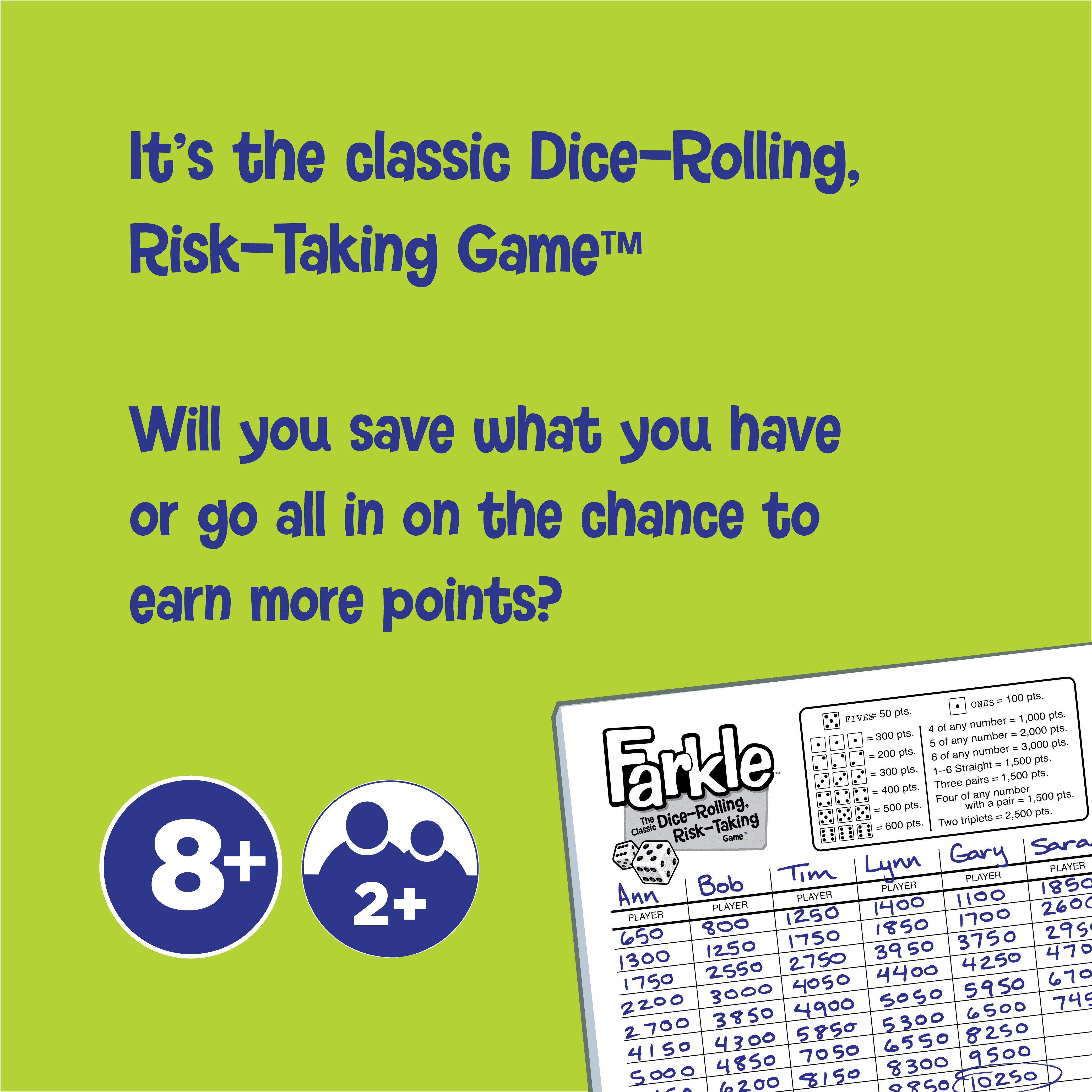 Farkle Classic Dice-Rolling Game by Playmonster, Children Ages 8+