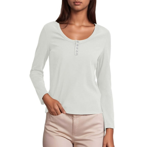 EDFBUYKRS V Neck T Shirts for Women Long Sleeve Tops Solid Color Tee Casual Shirts Xl