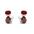 thumbnail image 2 of AFFY Pear & Oval Shape Simulated Garnet Cute Animal Kitty Cat Stud Earrings In 14k White Gold Over Sterling Silver, 2 of 5