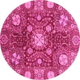 thumbnail image 1 of Ahgly Company Indoor Round Abstract Pink Modern Area Rugs, 5' Round, 1 of 4