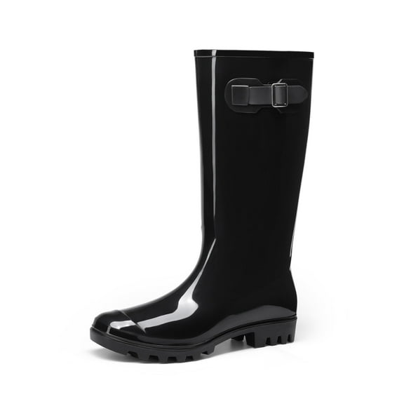 DREAM PAIRS Women Wellies,Ladies' Wellington Boots for Outdoor and Fashion Side-Buckle Dog Walking Boots Knee High Boots in Rainy Day