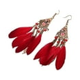 thumbnail image 5 of Boucles d'Oreilles Plumes Longues Pendantes Faciles à Assortir Pendentif à Franges Multicolore Style Classique Confortable Moderne Pendentifs pour Femmes Bijoux Rouge, 5 of 5