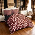 thumbnail image 2 of Manfei Simple Giraffe Print King Bedding, Minimalist Abstract King Bed in a Bag, Brown Red, Black Reversible, 7pcs, 2 of 6