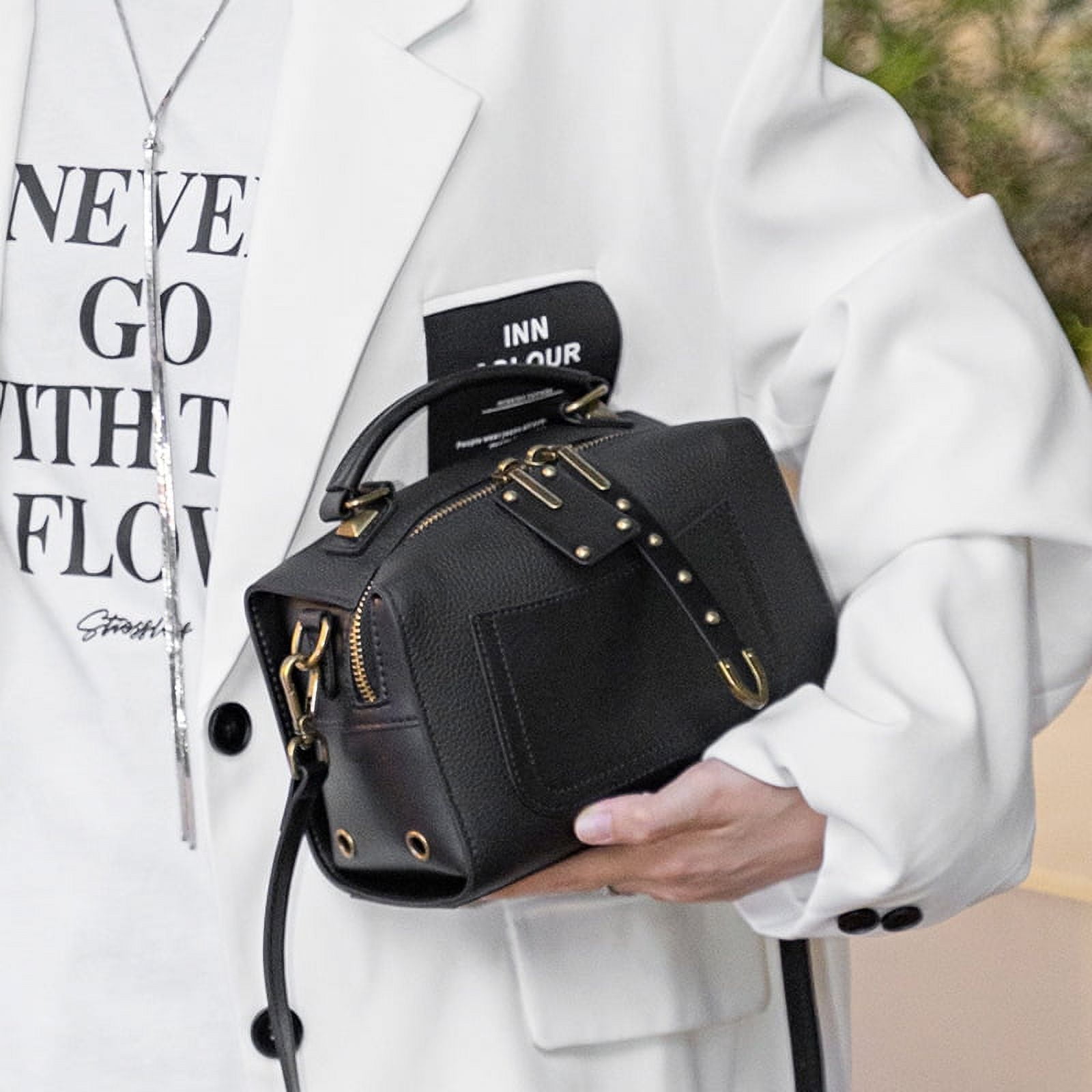 ⭐️ Rachael ⭐️ Luxe Rachel Zoe Leather Medium Flap Crossbody Satchel, Black