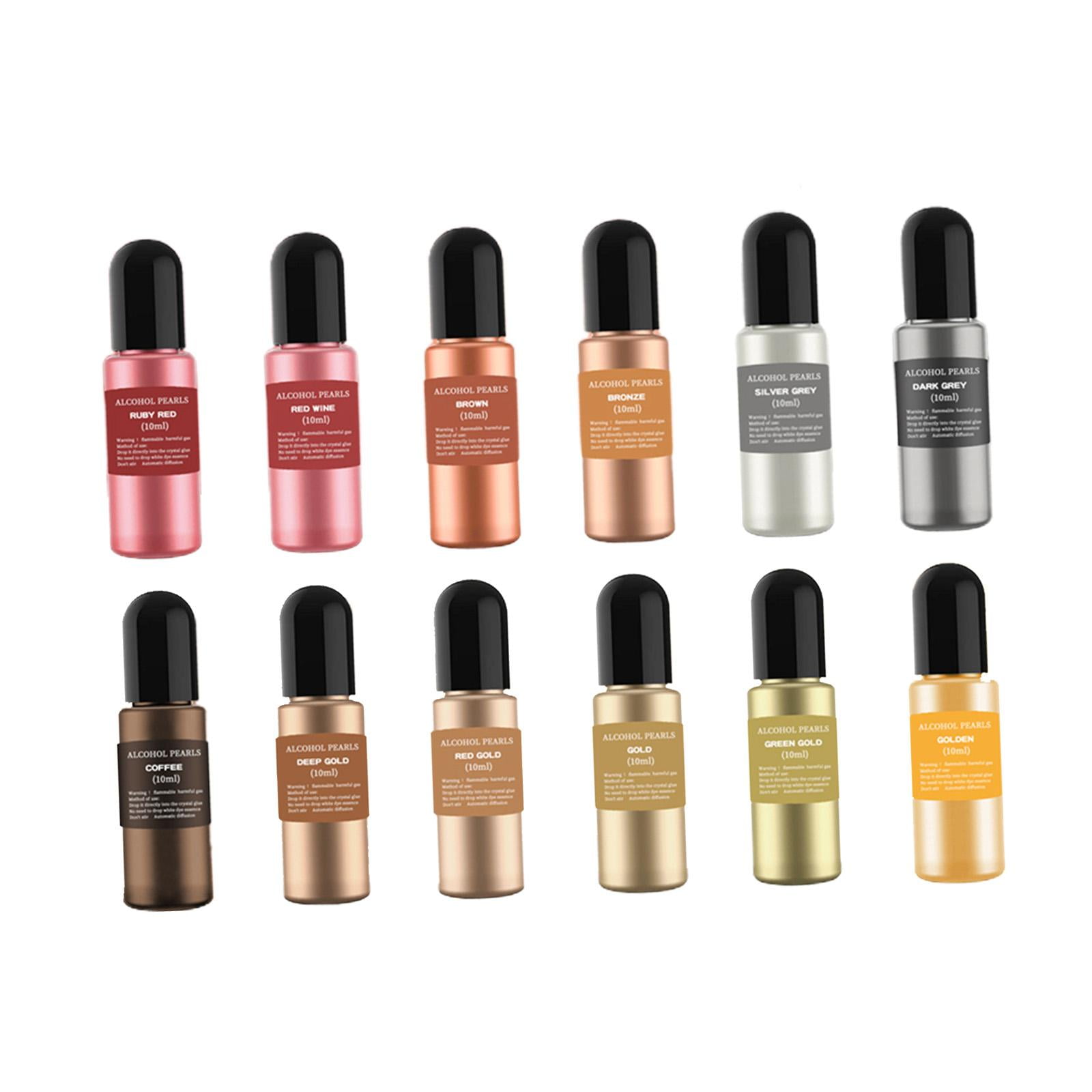 12 Color Ink Set, Epoxy Resin Pigment Liquid Dye 10ml Each Colorant Concentrated for Tumbler Making DIY Art Crafts Drawing