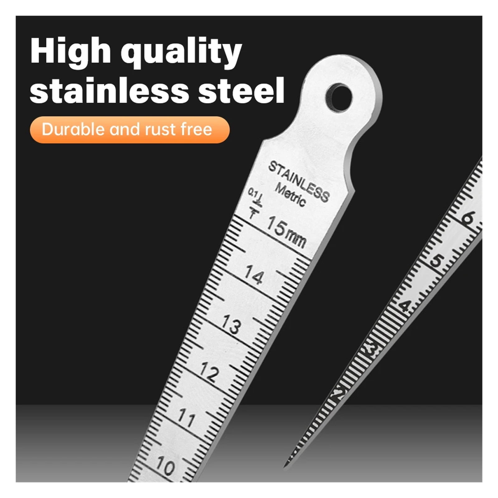 1PC Taper Gauge Feeler 1-15mm Stainless Steel Gap Hole Measuring Tool Double Side Wedge Aperture Scale ,Corrosion-Resistant
