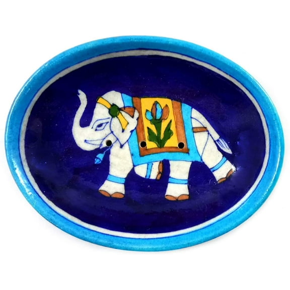 India Meets India Handicraft Ceramic Soap Dish Tray Soap Holder Soap Case Holder, Best Gifting, Made by Awarded Indian Artisan