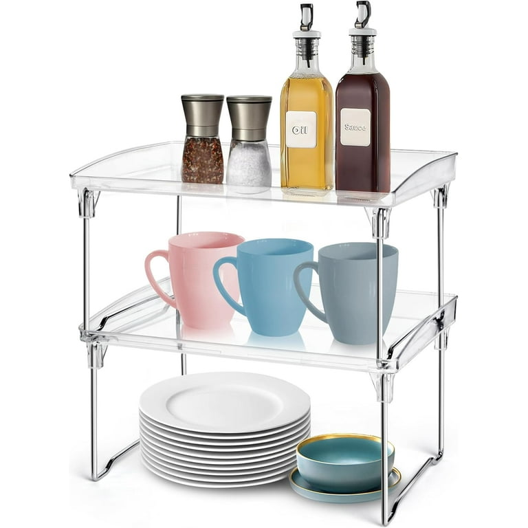 Cabinet Organizer Shelf, Kitchen Counter Shelves, Stackable,Set of 2 -AZ hotsell