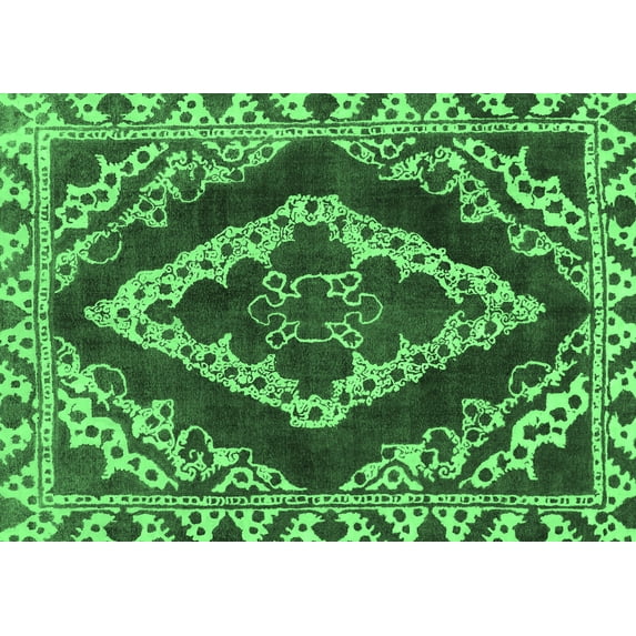 Ahgly Company Indoor Rectangle Abstract Emerald Green Modern Area Rugs, 8' x 12'