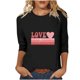 thumbnail image 2 of RKSTN Valentine's Day 3/4 Sleeve Tops for Women Oversized Crewneck Valentines Graphic Print Short Sleeve T Shirt Womens Casual Solid Round Neck Loose Comfy Three Quarter Sleeve Shirt Spring Clothes, 2 of 7