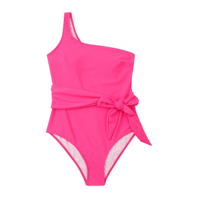 WREESH Women With Chest Pad Without Underwire One-Shoulder Lace-Up Swimsuit