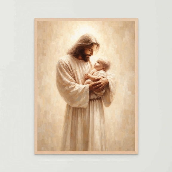 A New Life Jesus Holding Baby Christian Wall Art Bible Nursery Decor Print, Unframed Paper Poster 8x10in