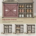 thumbnail image 3 of Hall Tree, Coat Rack with Shoe Bench, Entryway Furniture, Tri-Hooks, Rustic White and Honey Brown, 3 of 6