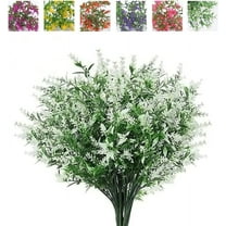 Sinhoon Artificial Plants Lavender, 8 Bundles Outdoor UV Resistant Greenery Fake Shrubs Simulation Plants Indoor Outside Hanging Planter Home Garden Decor (White)
