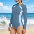thumbnail image 6 of Xdegoge Rash Guard Swimsuit Girls Two Piece Long Sleeve Color Block Athletic Bathing Suits Full Coverage Swimming Wear Summer Holiday Beach outfits, 6 of 7