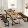 thumbnail image 4 of 3-Piece Dining Table Set for 4-6 People, Extendable Kitchen Table Set with 2 Upholstered Benches, Dining Room Table Set for Apartment, Kitchen, Living Room, 4 of 12