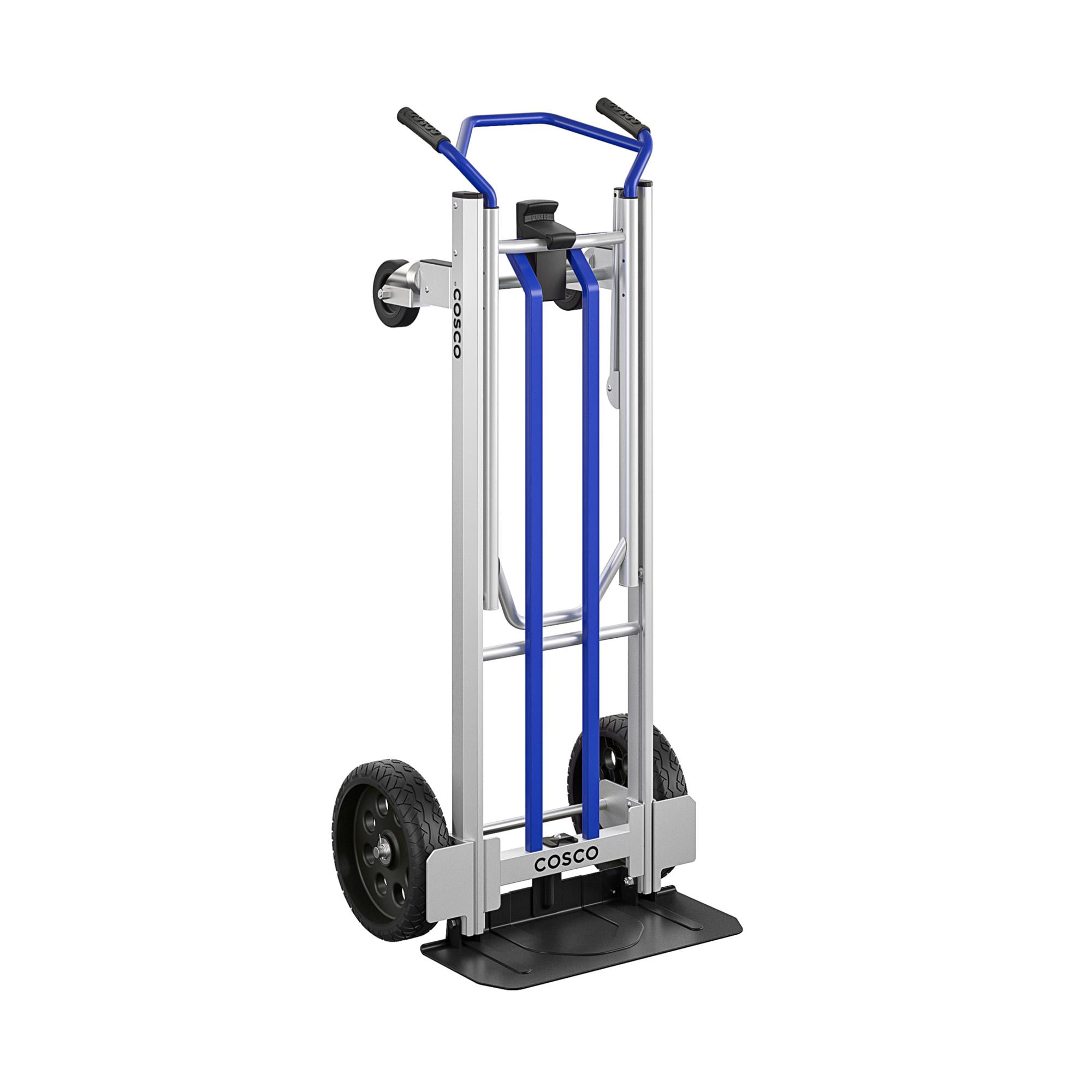 COSCO 3-in-1 Convertible Hand Truck with Folding Toe Plate and Flat-Free Wheels, Heavy-Duty Dolly with Aluminum/ Steel Frame, 800/1000 lb Capacity, Ideal for Moving Heavy Loads, Blue