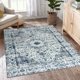 thumbnail image 1 of Alfombra de Área Bohemia Fácil de Lavar 120x180 cm Azul Crema, 1 of 8