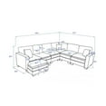 thumbnail image 6 of U-Shaped Sectional Sofa Couch Set, Modern Large Corduroy Upholstered 6 Seater Sofa with Ottoman and 3 Toss Pillows, Modular Sectional Sofa for Living Room, Grey, 6 of 7