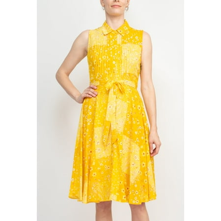 Nanette Nanette Lepore womens Crepe Chiffon Printed Shirtdress, 2, Yellow