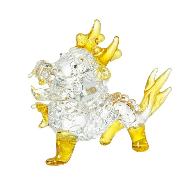 Figura de dragón de cristal Escultura animal Miniatura Figuras coleccionables para amarillo